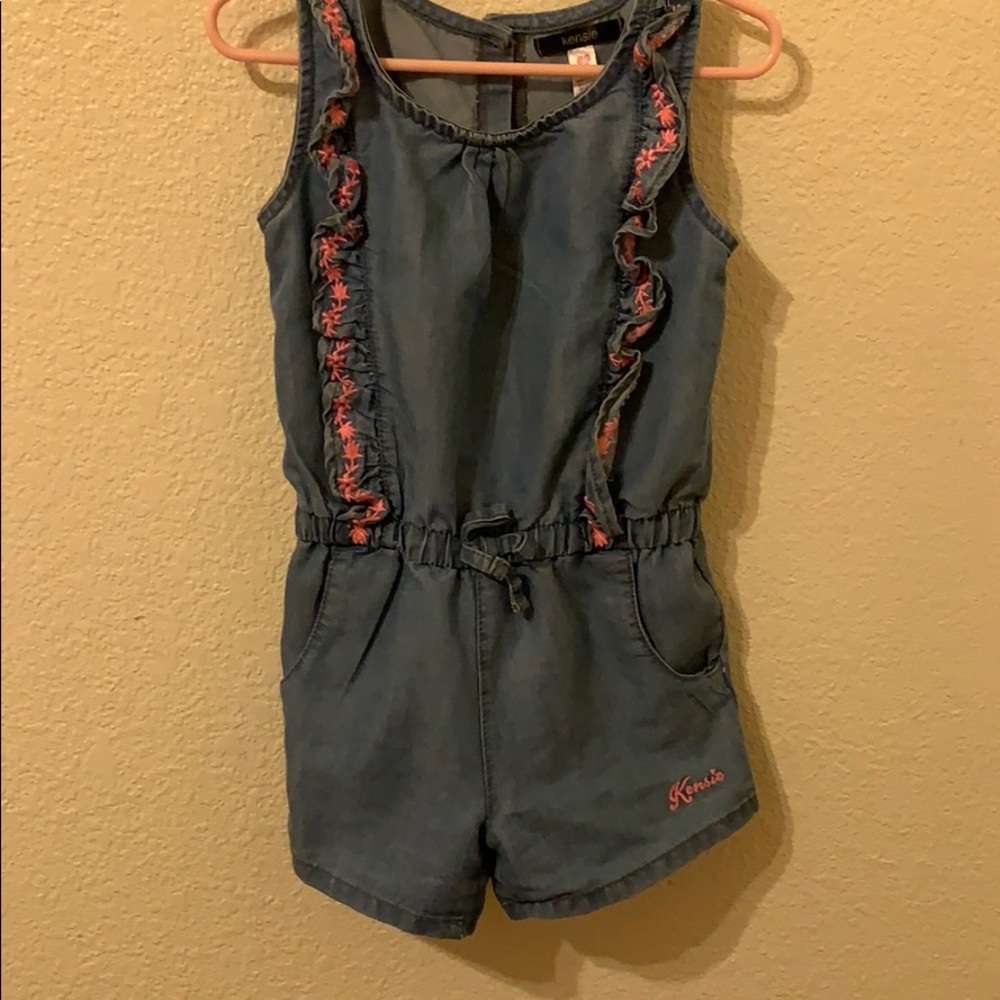 Kensie Jean and pink romper